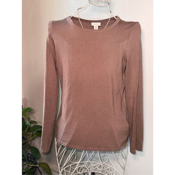 GREAT CONDITION WOMEN Chico’s size 0 (US SIZE XS) gold/tan long sleeve shirt swe - Picture 1 of 5